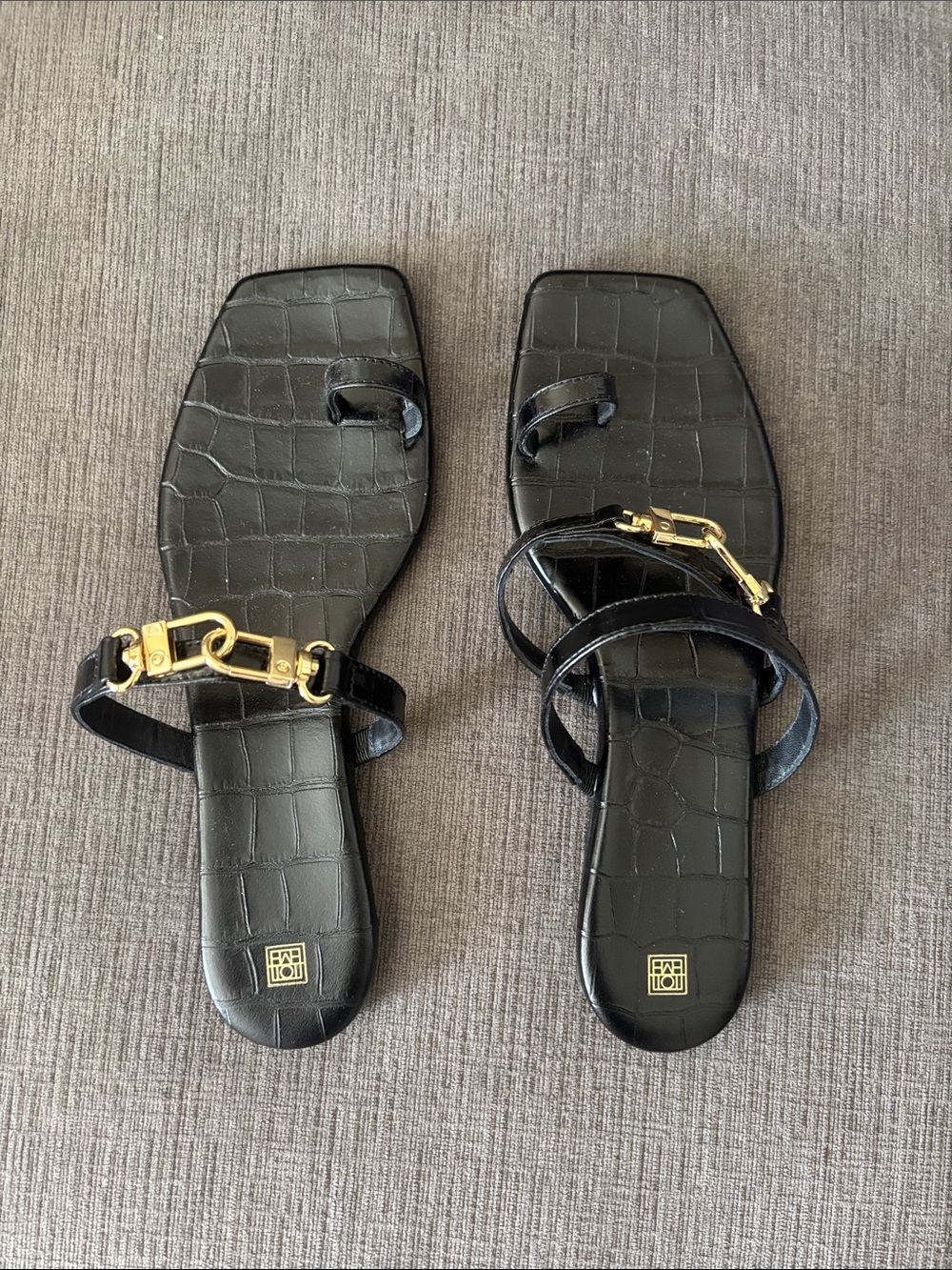 Toteme Double Clasp Croc embossed sandals
